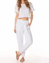 Bobi Mixed Drawstring Pant In White In White
