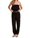 Bobi Mixed Drawstring Pants In Black In Black