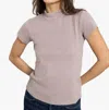 Bobi Mock Neck Tee In Mushroom