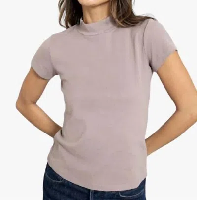 Bobi Mock Neck Tee In Mushroom