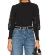 Bobi Lace Long Sleeve Sweater In Black