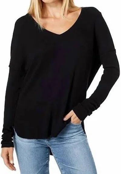 Bobi Moxie Drop Shoulder Long Sleeve Tee In Black