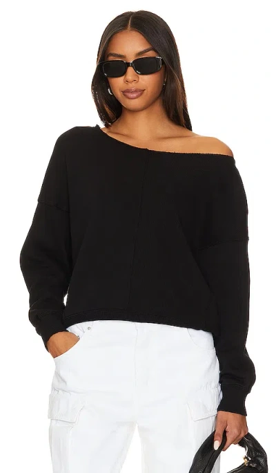 Bobi Off The Shoulder Crewneck In Black
