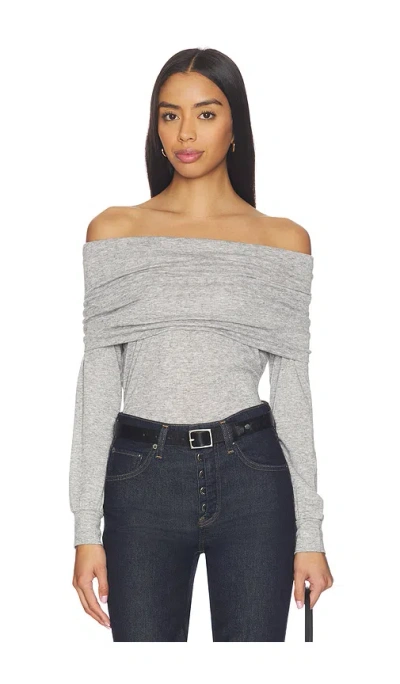 Bobi Off The Shoulder Date Top In Gray