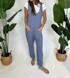Bobi Low Neck Overall With Pockets In Rainstorm In Blue
