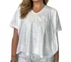 Bobi Oversize V-neck Tee In White In White