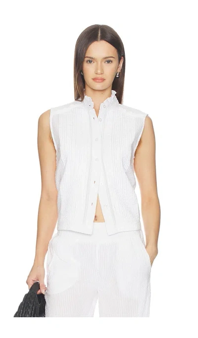 Bobi Pintuck Sleeveless Top In White