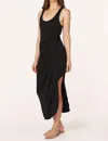 Bobi Pleated Skirt Tank Dress In Black In Black