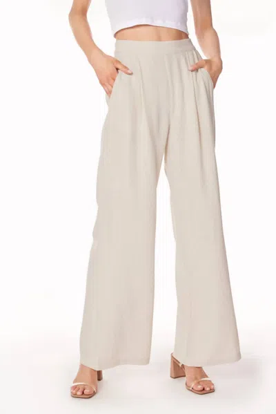 Bobi Pleated Wide Leg Pant In Oatmeal In White