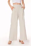 Bobi Pleated Wide Leg Pants In Oatmeal In Neutral