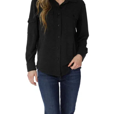 Bobi Pocket Button Front Shirt In Black