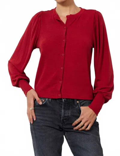 Bobi Puff Long Sleeve Cardigan In Oxblood In Multi