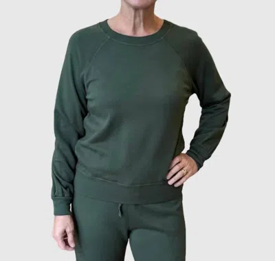 Bobi Puff Long Sleeve Raglan Pullover In Hunter In Green