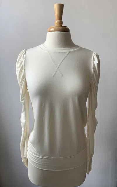 Bobi Puff Sleeve Top In Cream In White