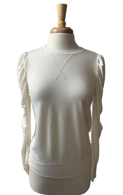 Bobi Puff Sleeve Top In Cream In White