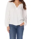 Bobi Raglan Boho Long Sleeve Top In White In White