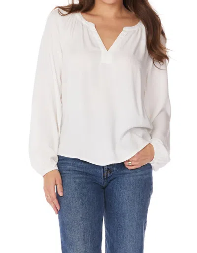Bobi Raglan Boho Long Sleeve Top In White