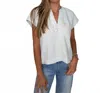 Bobi Raglan Flutter Top In Blue In White