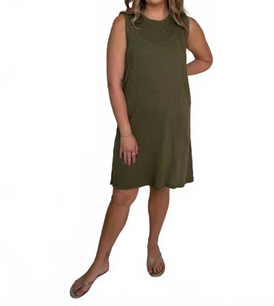 Bobi Raglan Seamed Tank Dress In Green
