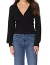 Bobi Raglan Surplice Top In Black In Black