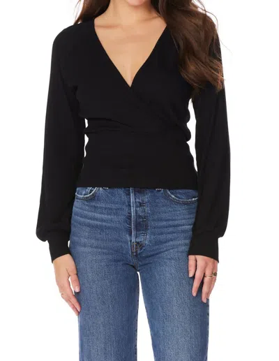 Bobi Raglan Surplice Top In Black