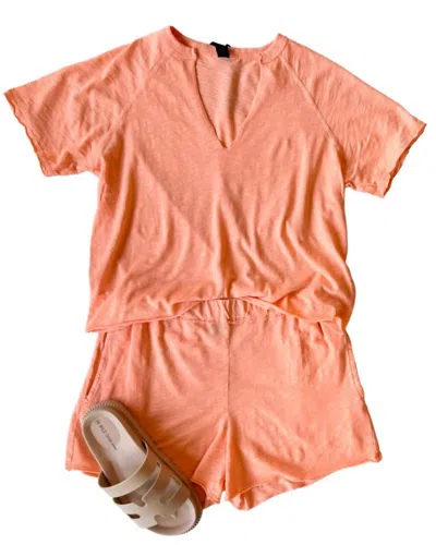 Bobi Raw-edge Short In Cantaloupe In Red