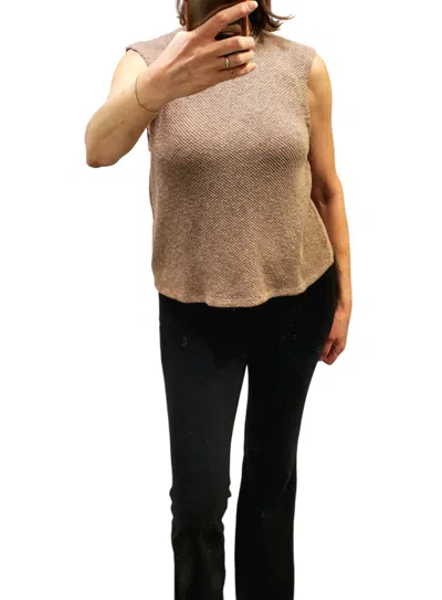 Bobi Raw Edge Sleeveless Crewneck Tee In Earthy In Brown