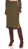Bobi Rib Midi Skirt In Green