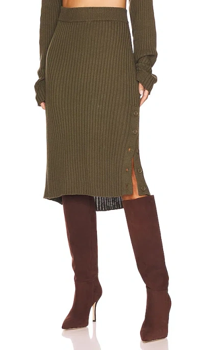 Bobi Rib Midi Skirt In Army