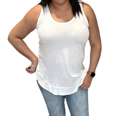 Bobi Ribbed Curved Hem Tank Top In White