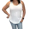 Bobi Ribbed Curved Hem Tank Top In White In White