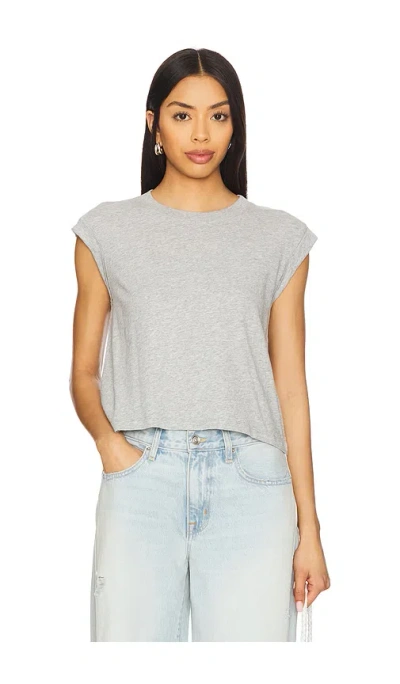 Bobi Rolled Cuff Boxy Tee In Light Grey