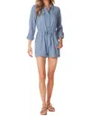 Bobi Rolled Sleeve Pocket Romper In River In Multi