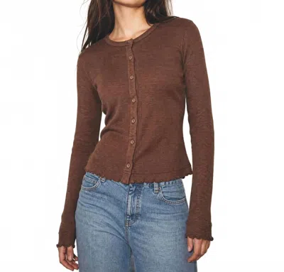 Bobi Sabine Ribbed Cardigan In Brown