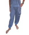 Bobi Satin Jogger With Cargo Pockets In Blue In Blue