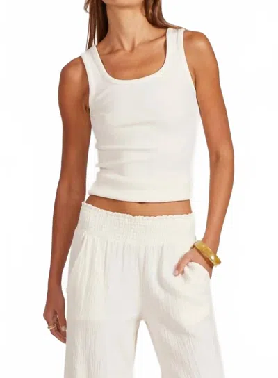 Bobi Scoop Neck Tank Top In Linen In White