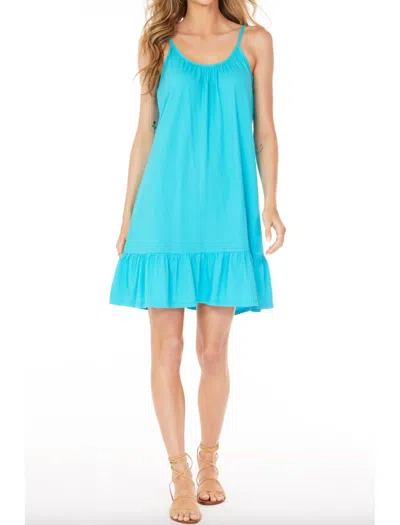 BOBI SHIRRED CAMI RUFFLE DRESS IN MERMAID