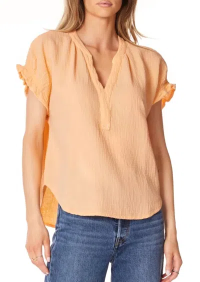 Bobi Shirred Dolman Top In Starfish Peach