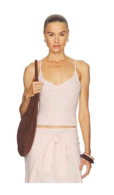 Bobi Shirred Front Cami Top In Pink