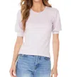 Bobi Shirred Sleeve Tee In White In White