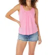 Bobi Shirred Tank Top In Bright Pink In Pink