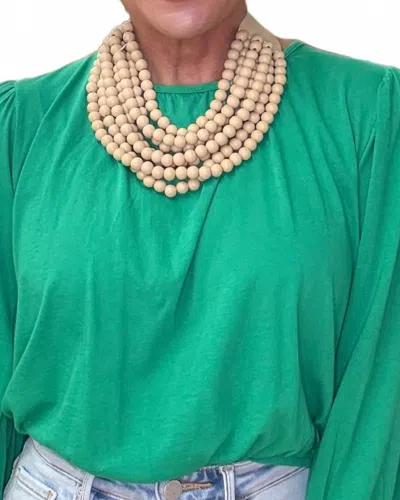 Bobi Shirred Three-quarter Sleeve Tee In Shamrock In Green