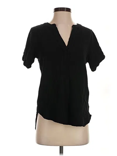 Pre-owned Bobi Short Sleeve Blouse In Black