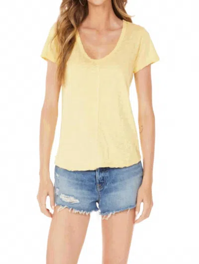 Bobi Short Sleeve Center Seam V Neck Tee In Yellow