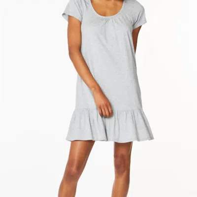 Bobi Short Sleeve Ruffle Hem Dress In H. Grey In Multi