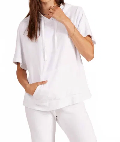 Bobi Short Sleeve Terry Hoodie In White