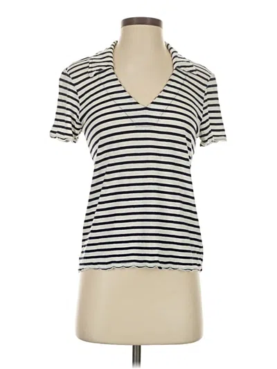 Pre-owned Bobi Short Sleeve Top Ivory Sweetheart Neckline Tops In White