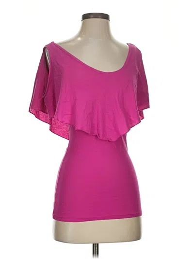 Pre-owned Bobi Short Sleeve Top Pink Scoop Neck Tops