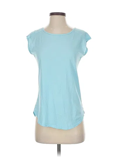 Pre-owned Bobi Short Sleeve Top Teal Scoop Neck Tops In Blue