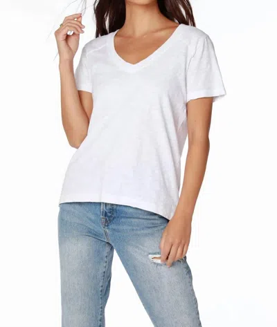 Bobi Shoulder Seam V Neck Tee In White In Multi